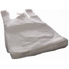 Bags with handles 25+12x47 cm, 12my white HDPE