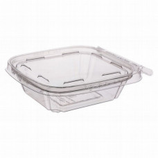 Rectangular container 170ml 145*120*30mm with hermetic lid and safety lock, transparent RPET