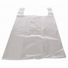 Bags with handles  25+12x47 cm, white LDPE 26my