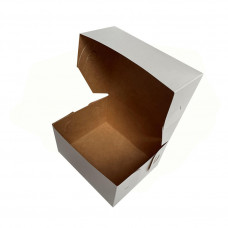 Cardboard box 120x100x60mm with hinged lid, white/ brown