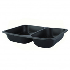 PP microwave container 227x178x50mm 2-compartment, black