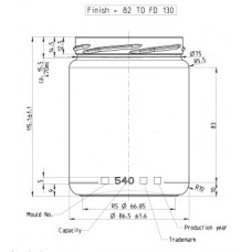 Stikla burka 0,540 L cilindrs