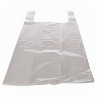Bags with handles 25+12x47 cm, white HDPE 25my