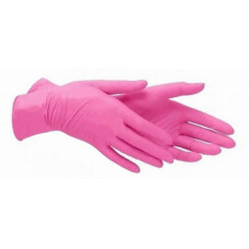 Рабочие перчатки, нитрил, без пудры, розовые, размер M