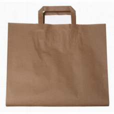 Popierinis maišelis 220x110x250mm, su plokščiomis rankenomis, rudas