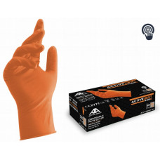 Work gloves, nitrile, thick, powder-free, orange, size XL
