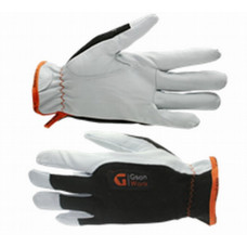 Winter work gloves made of extra soft goat leather, white leather/black cotton, size 11(XXL)