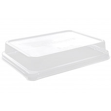 ECO sugarcane/bamboo tray 165*215*35mm 3-part lid, transparent RPET