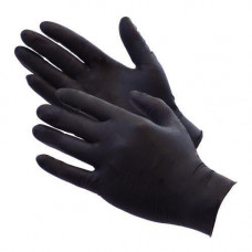 Рабочие перчатки, нитрил, без пудры, чёрные, размер XL