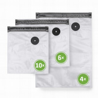 Vacuum bag ribbed, ZIP-Bags-Set 3 sizes 150my PA/PE