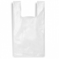 Bags with handles 38+18*70cm 20my, white HDPE