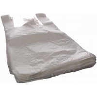 Bags with handles 28+14x48 cm, 12my white HDPE