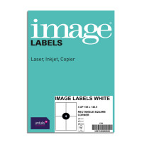 Image Labels, A4, 105x148.5 mm, 4 gab/loksnē, baltas, kvadrātveida stūri, 100 loksnes pakā