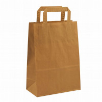 Paper bag 180x80x220mm, brown, flat handle 