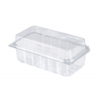 Oval container 1500ml 207*180*80mm with hinged lid, transparent PET/ V00515/P