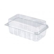 Taisnstūra trauks 180*90*65mm ar piekausētu vāku, caurspīdīgs PET