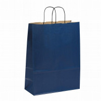 Paper bag 190x80x210mm, 80gsm blue, with twisted handle