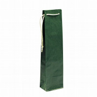 Paper bag 95x65x380+40mm, 98gsm green, for a bottle of wine