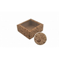 Corrugated cardboard box 220x220x90mm/ 0427/ E flute, with PVC window, brown, with print