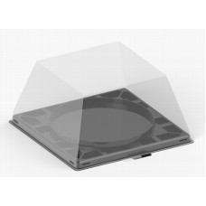 Round cake container 172*172*100mm black with transparent lid, RPET