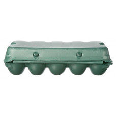 Container for 10 eggs with hinged lid, green EPS