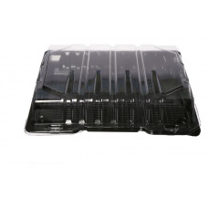 Rectangular container  245*221*52mm hinged lid, black/transparent RPET