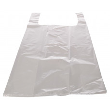 Bags with handles  25+12x47 cm, white LDPE