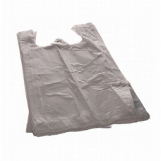 Bags with handles 16+12x30 cm, white/blue HDPE 
