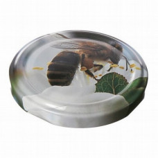 Metalinis dangtelis 66 mm stiklainiui, su spauda bitės