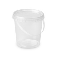 Round bucket 770ml transparent with lid, PP