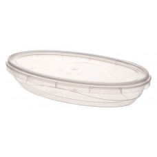 Oval container with safety lock 220ml and lid, transparent PP