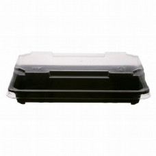 Sushi container 165*95*40mm black with transparent lid, PET