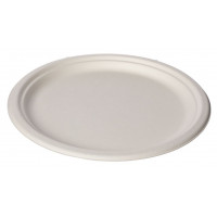 ECO Plate 26cm round, white sugarcane pulp. Pack of 10 plates