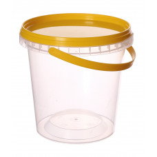 Round bucket 1 L transparent with yellow lid, PP