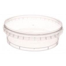 Container with safety lock 250ml and lid 121 mm,  transparent, PP