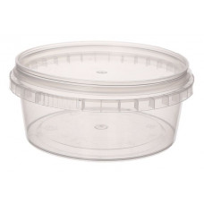 Container with safety lock 300ml and lid 118mm,  transparent, PP
