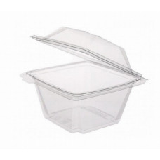 Rectangular container  500ml 133*128*86mm hinged lid, transparent RPET