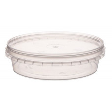 Container with safety lock 200ml and lid 145mm,  transparent, PP