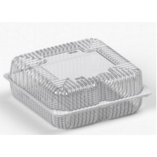 Rectangular container 210*210*84(42+42)mm hinged lid, transparent RPET