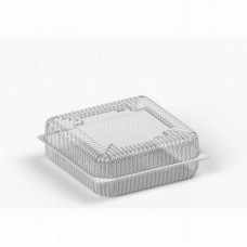 Rectangular container 230*230*88(44+44)mm hinged lid, transparent RPET
