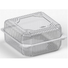 Rectangular container 152*155*77(43+34)mm hinged lid, transparent RPET