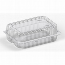 Rectangular container 180*128*62mm 2-compartment hinged lid, transparent RPET