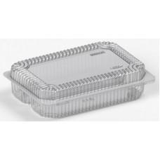 Rectangular container 180*128*48mm 2-compartment hinged lid, transparent RPET