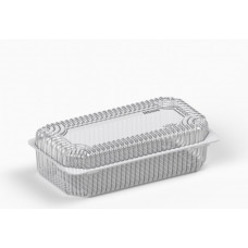 Rectangular container 180*128*62mm hinged lid, transparent RPET