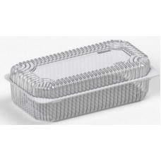 Rectangular container 125*224*65(43+22)mm hinged lid, transparent RPET