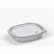 Oval container 350ml 160*133*37mm hinged lid, transparent RPET, IT-7350