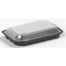Sushi container 210*130*42mm black with transparent lid, RPET