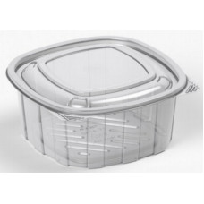 Rectangular container750ml 157*157*70mm hinged lid, transparent RPET