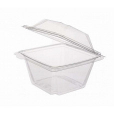 Rectangular container 250ml 111*106*66mm hinged lid, transparent RPET