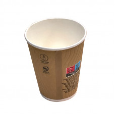 Paper cup 300ml 90mm, corrugated Kraft